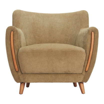 34" Green and Brown Upholstered Arm Chair HomeRoots