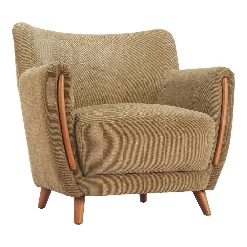34" Green and Brown Upholstered Arm Chair HomeRoots