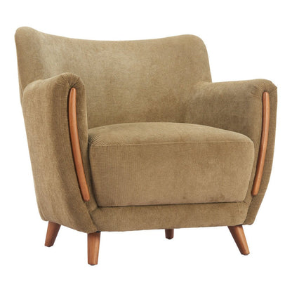 34" Green and Brown Upholstered Arm Chair HomeRoots