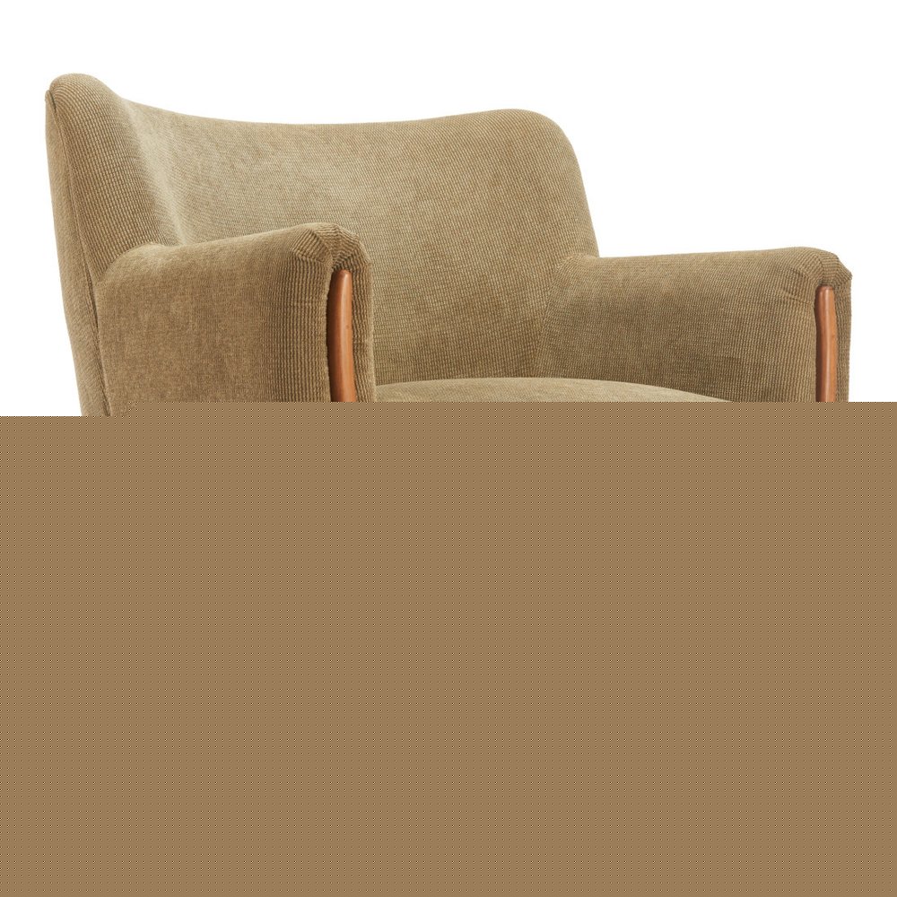 34" Green and Brown Upholstered Arm Chair HomeRoots