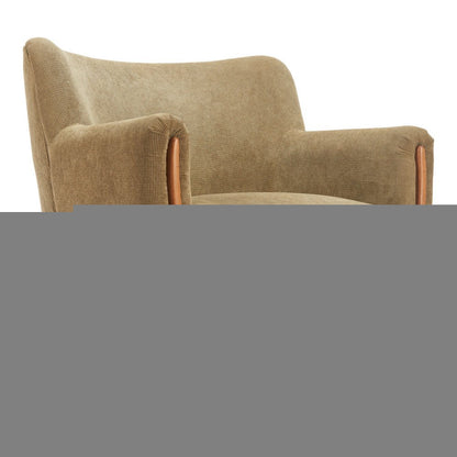 34" Green and Brown Upholstered Arm Chair HomeRoots