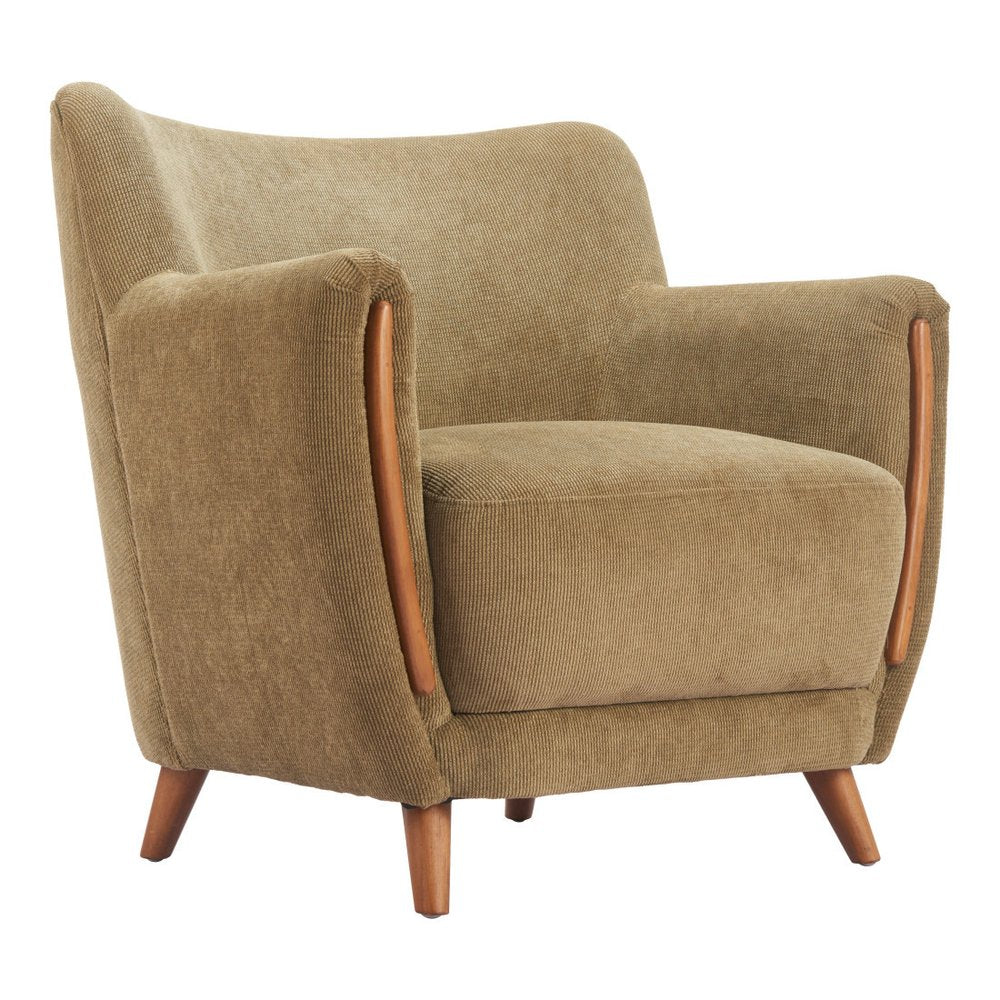 34" Green and Brown Upholstered Arm Chair HomeRoots