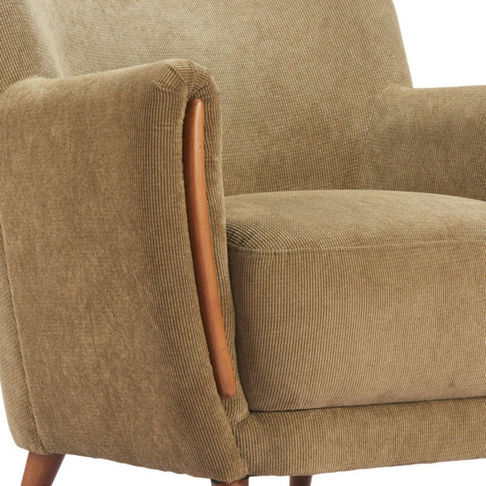 34" Green and Brown Upholstered Arm Chair HomeRoots