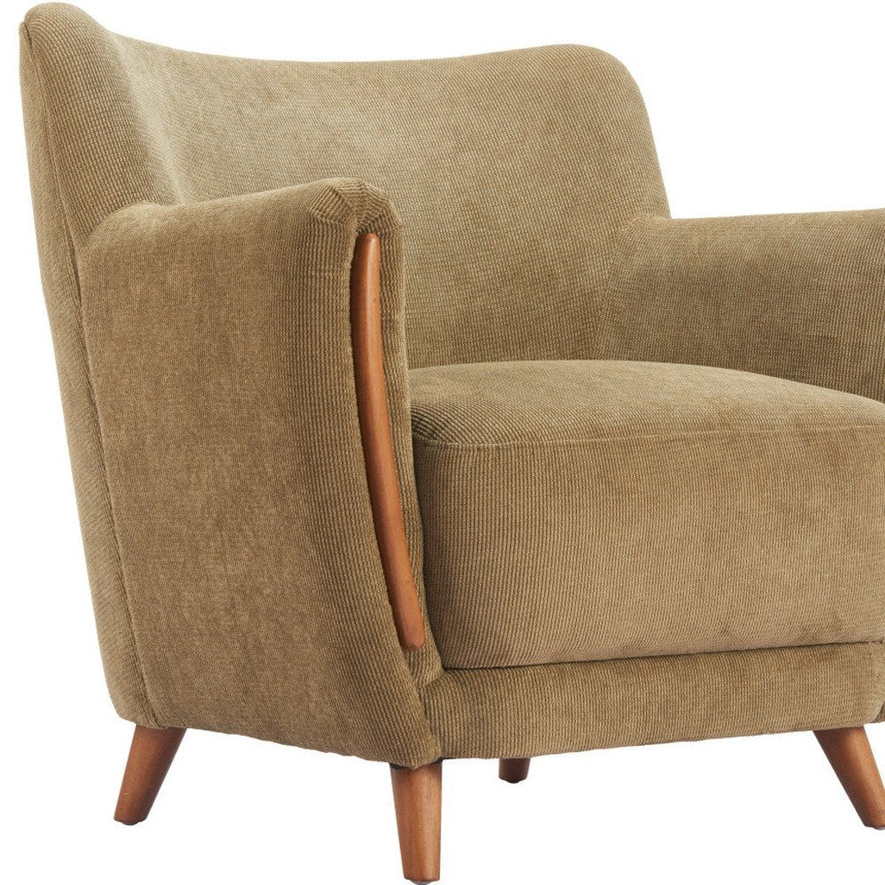 34" Green and Brown Upholstered Arm Chair HomeRoots