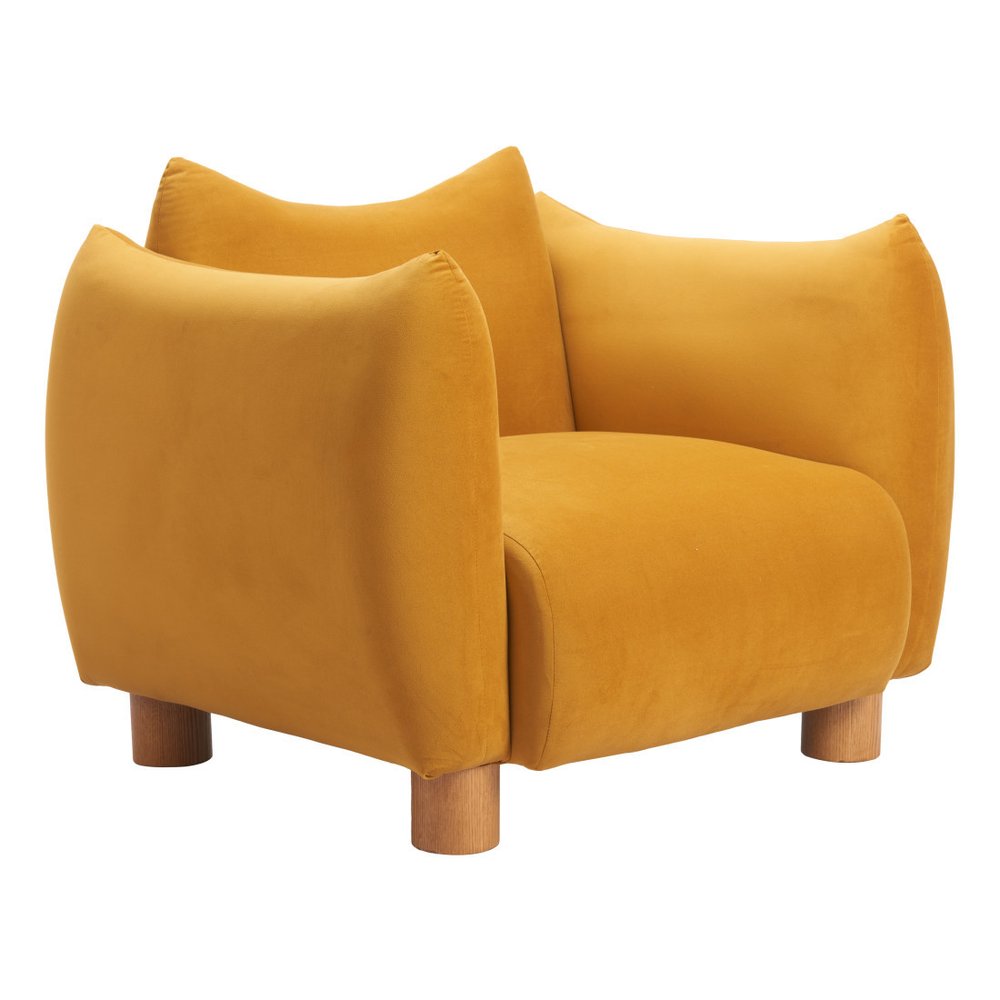 36" Mustard and Yellow Upholstered Arm Chair HomeRoots