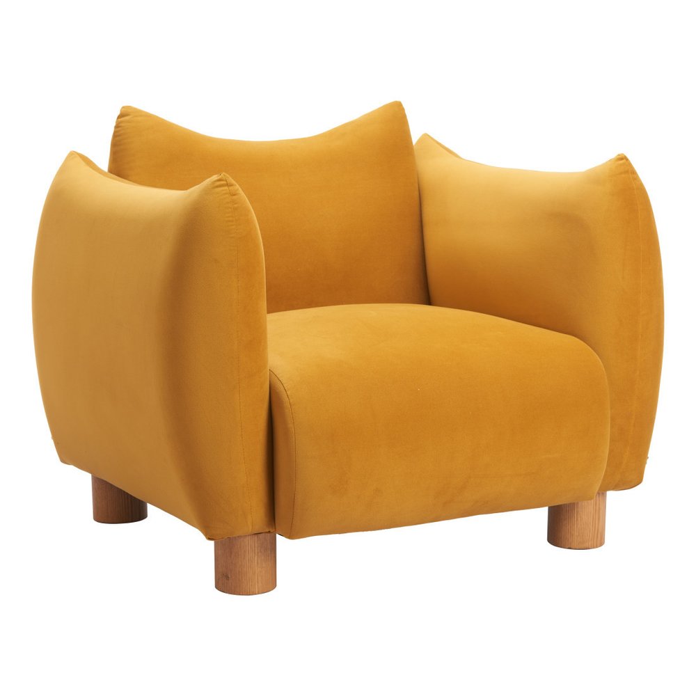 36" Mustard and Yellow Upholstered Arm Chair HomeRoots