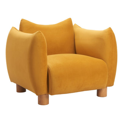 36" Mustard and Yellow Upholstered Arm Chair HomeRoots
