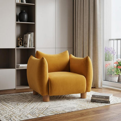 36" Mustard and Yellow Upholstered Arm Chair HomeRoots