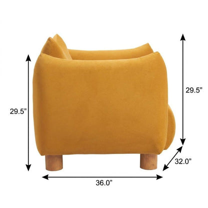 36" Mustard and Yellow Upholstered Arm Chair HomeRoots