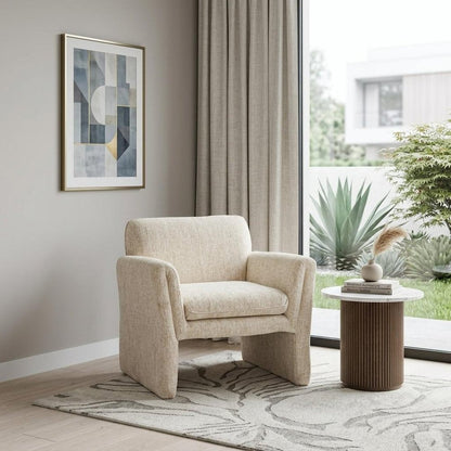 33" Beige Upholstered Arm Chair HomeRoots