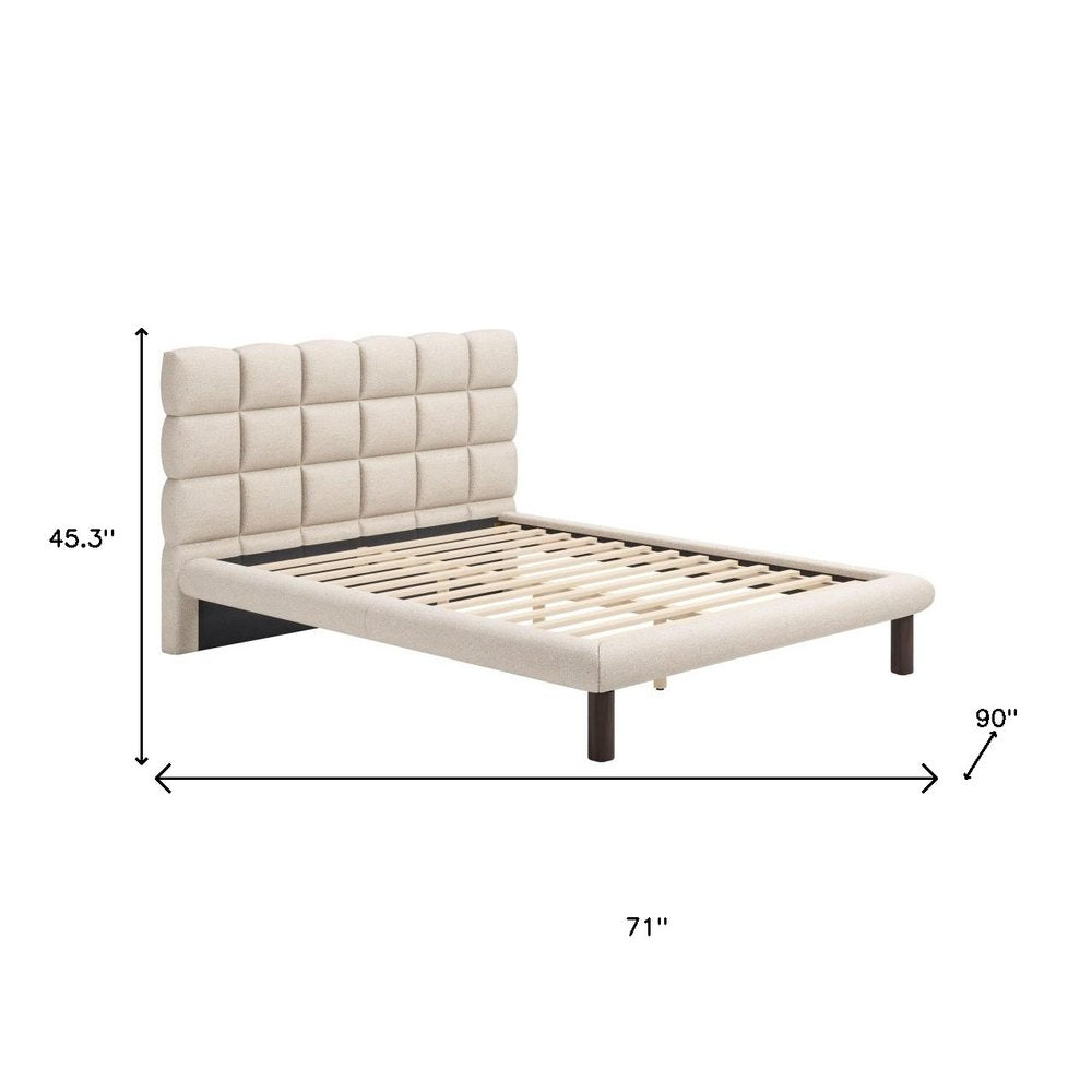 Beige Upholstered Queen Bed Frame HomeRoots
