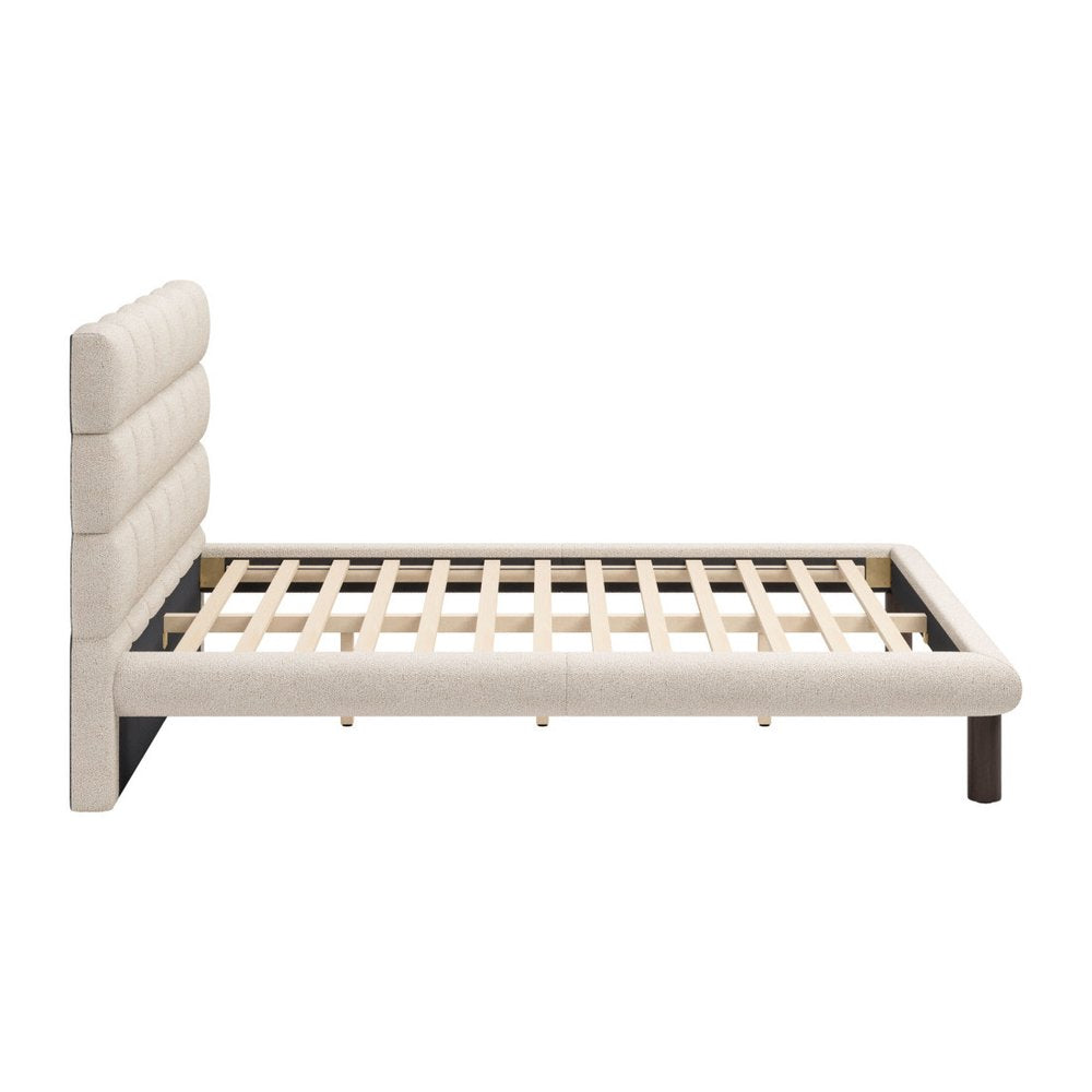 Beige Upholstered Queen Bed Frame HomeRoots