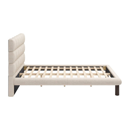 Beige Upholstered Queen Bed Frame HomeRoots