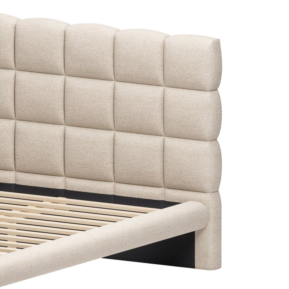 Beige Upholstered Queen Bed Frame HomeRoots