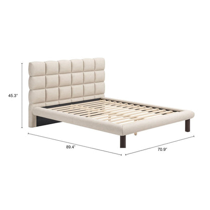 Beige Upholstered Queen Bed Frame HomeRoots