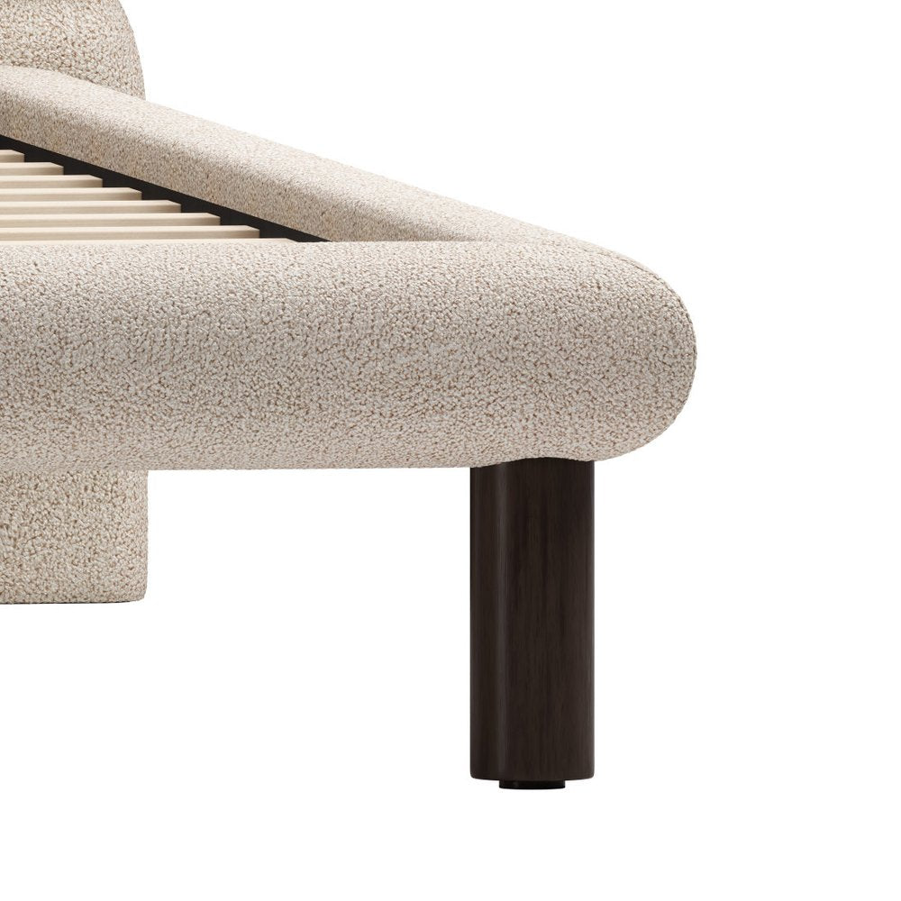 Beige Upholstered Queen Bed Frame HomeRoots