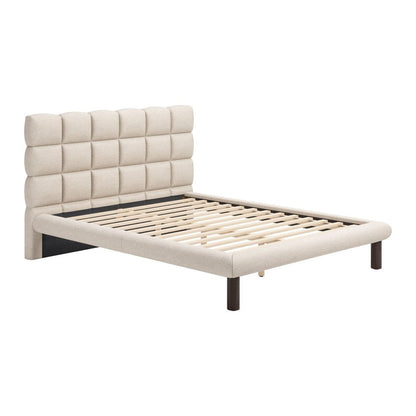 Beige Upholstered Queen Bed Frame HomeRoots