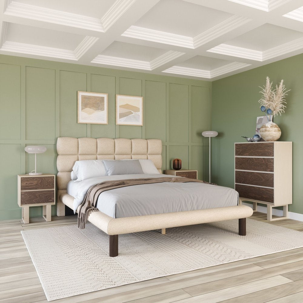 Beige Upholstered Queen Bed Frame HomeRoots