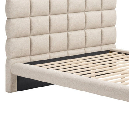 Beige Upholstered Queen Bed Frame HomeRoots