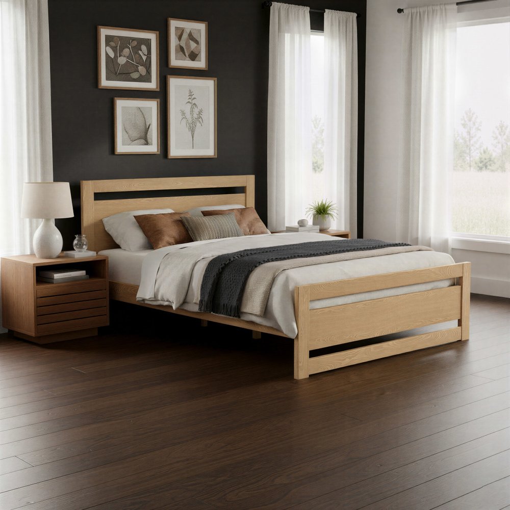 Brown Wood Queen Bed Frame HomeRoots