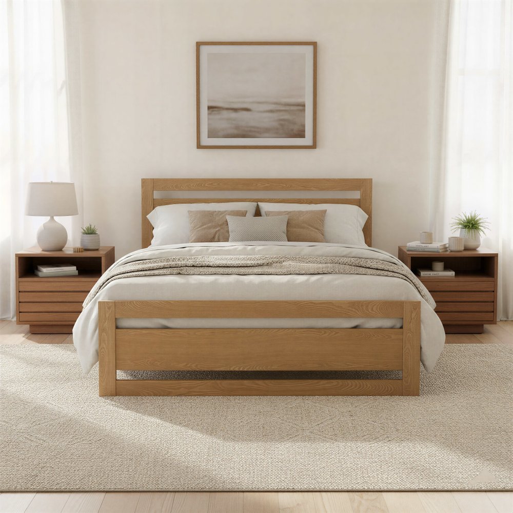 Brown Wood Queen Bed Frame HomeRoots