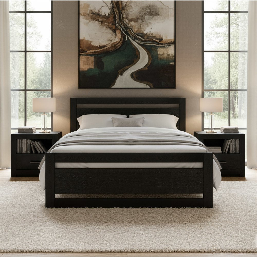 Black Wood Queen Bed Frame HomeRoots