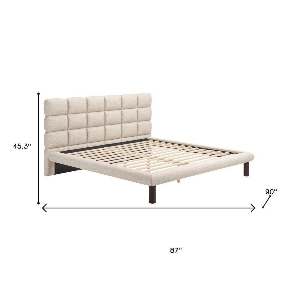 Beige Upholstered King Bed Frame HomeRoots