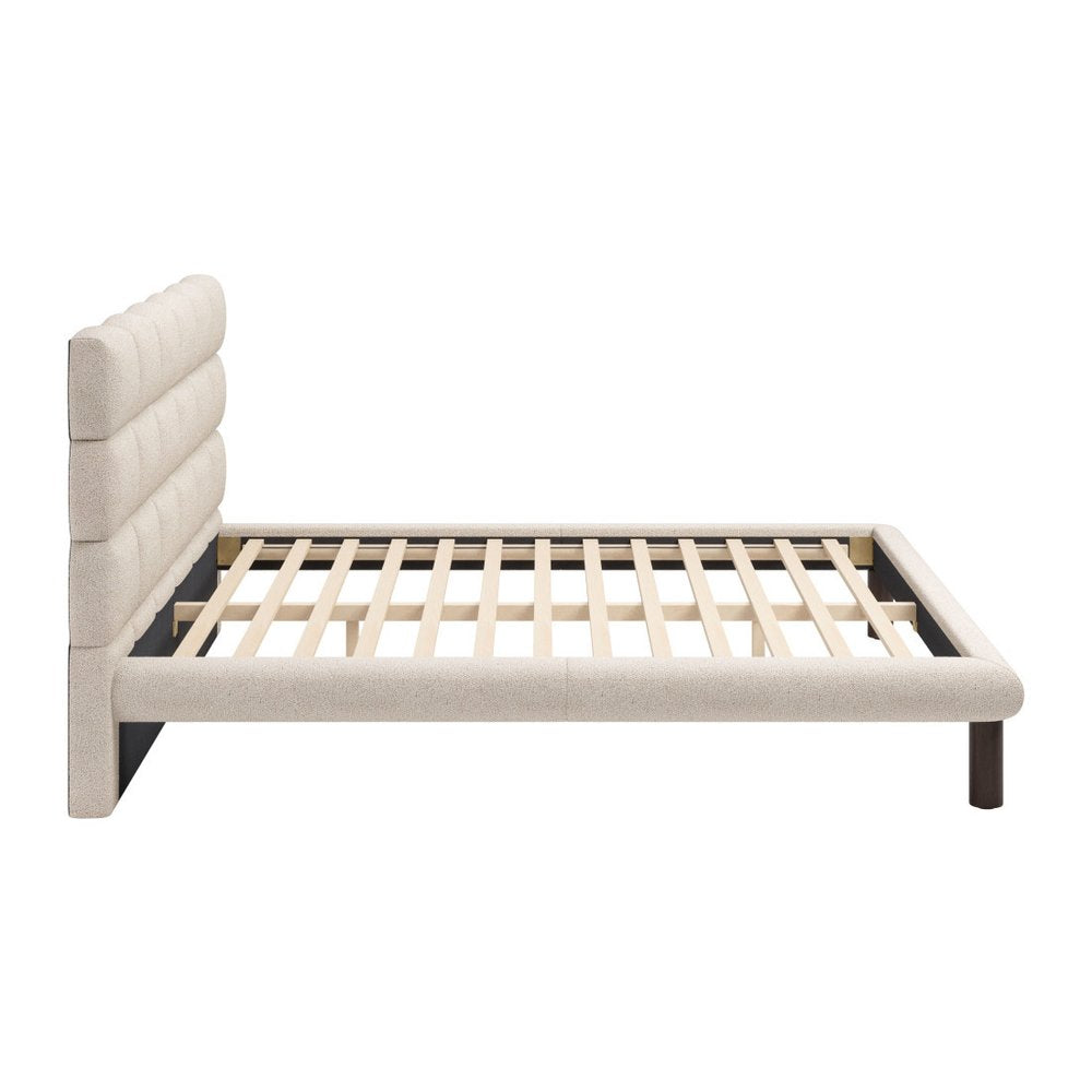 Beige Upholstered King Bed Frame HomeRoots