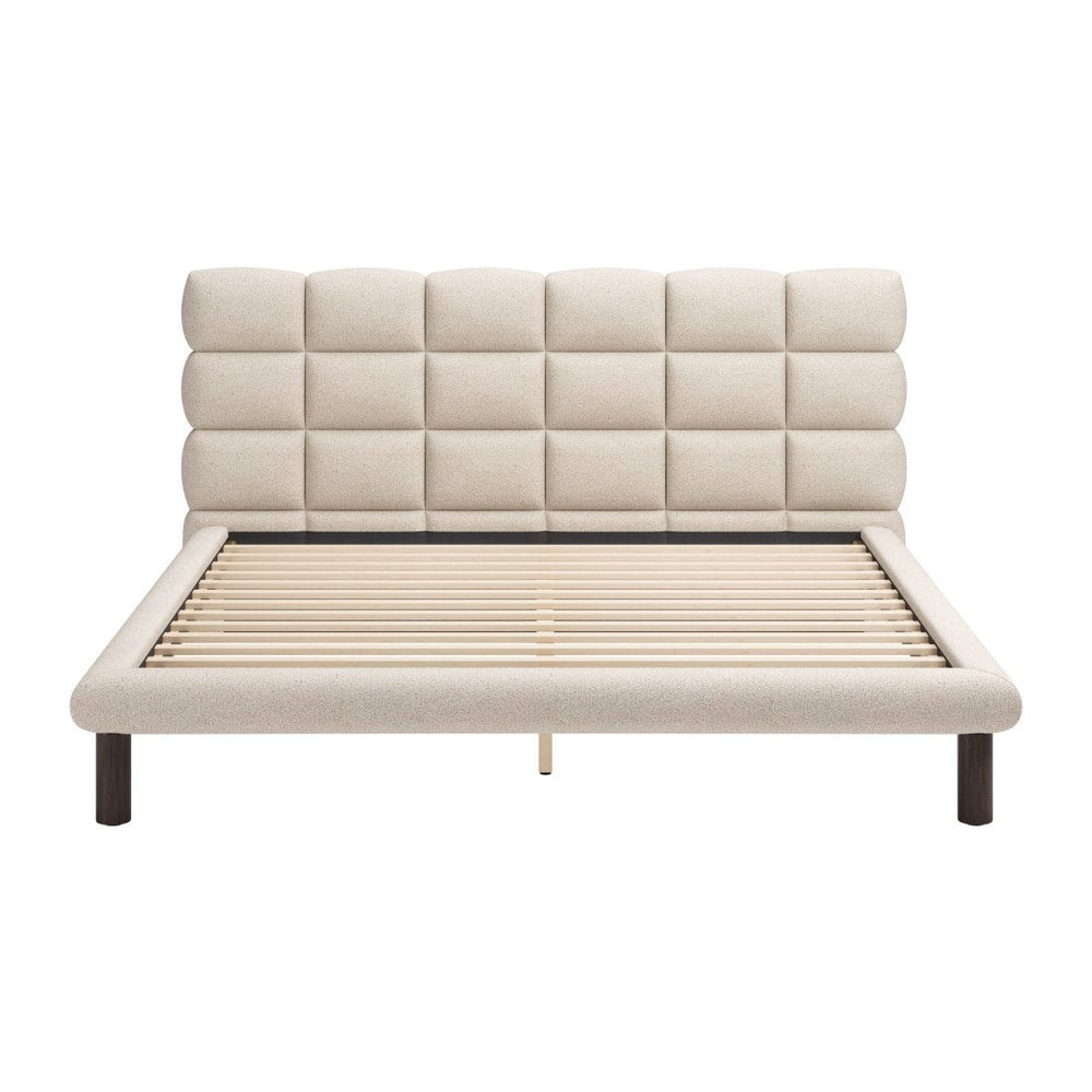 Beige Upholstered King Bed Frame HomeRoots