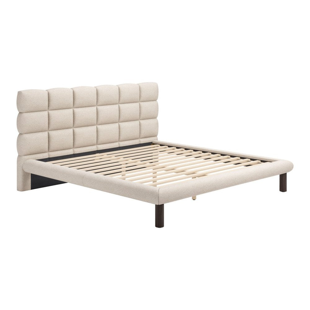 Beige Upholstered King Bed Frame HomeRoots