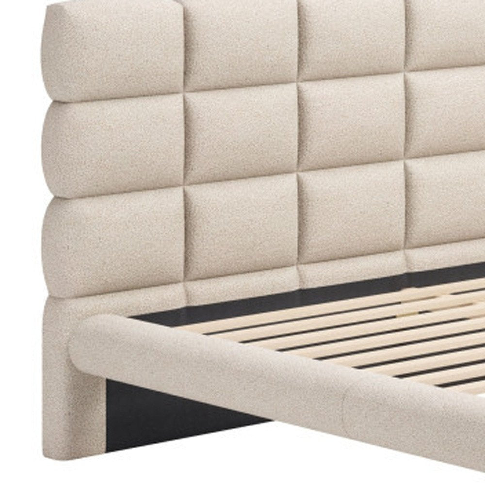 Beige Upholstered King Bed Frame HomeRoots