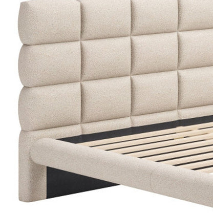 Beige Upholstered King Bed Frame HomeRoots