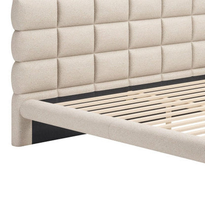 Beige Upholstered King Bed Frame HomeRoots