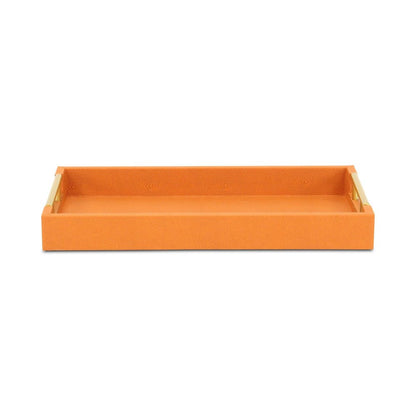 16" Orange And Gold Faux Shagreen Handmade Serving Tray With Handles HomeRoots