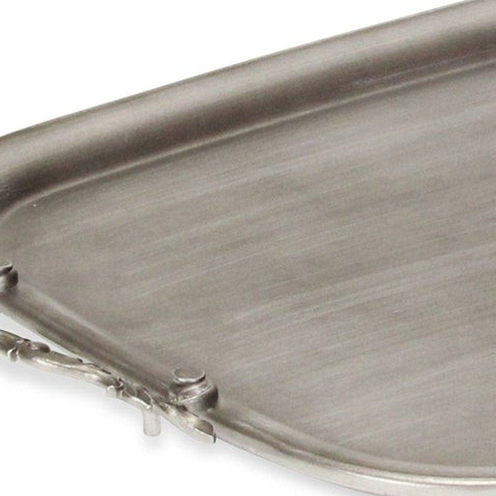 19" Silver Cast Iron Handmade Vanity Tray With Handles HomeRoots