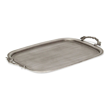 19" Silver Cast Iron Handmade Vanity Tray With Handles HomeRoots
