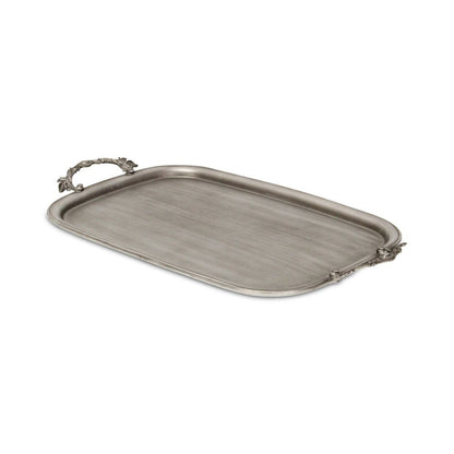 19" Silver Cast Iron Handmade Vanity Tray With Handles HomeRoots