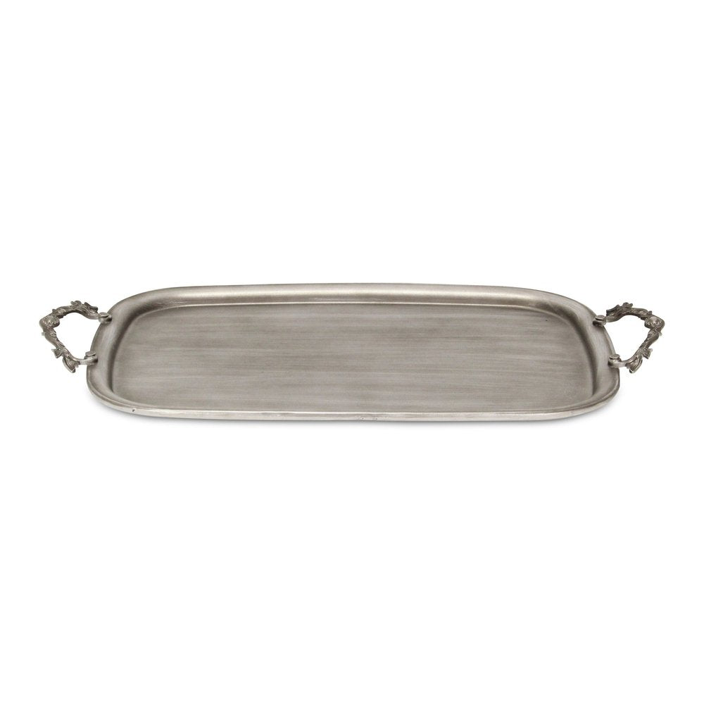 19" Silver Cast Iron Handmade Vanity Tray With Handles HomeRoots
