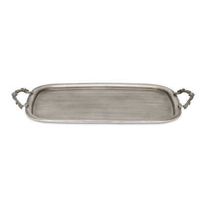 19" Silver Cast Iron Handmade Vanity Tray With Handles HomeRoots