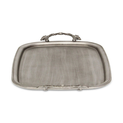 19" Silver Cast Iron Handmade Vanity Tray With Handles HomeRoots