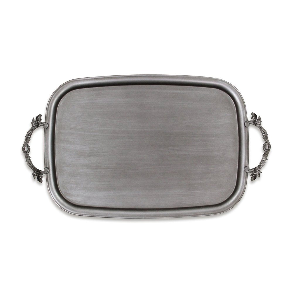 19" Silver Cast Iron Handmade Vanity Tray With Handles HomeRoots