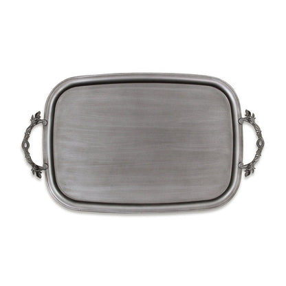 19" Silver Cast Iron Handmade Vanity Tray With Handles HomeRoots