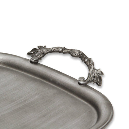 19" Silver Cast Iron Handmade Vanity Tray With Handles HomeRoots