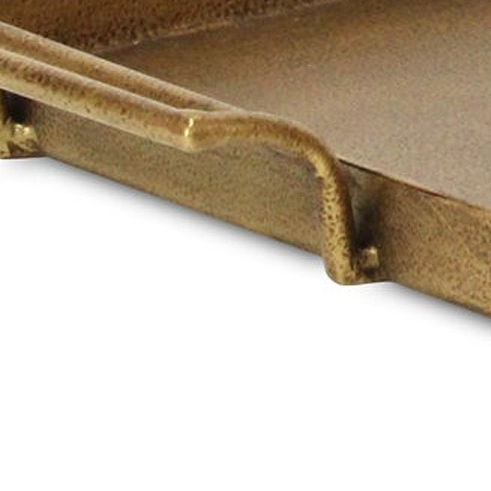 Set of Two Gold Cast Iron Handmade Vanity Trays With Handles HomeRoots