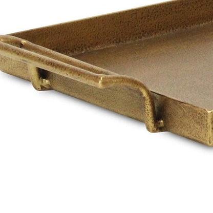 Set of Two Gold Cast Iron Handmade Vanity Trays With Handles HomeRoots