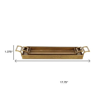 Set of Two Gold Cast Iron Handmade Vanity Trays With Handles HomeRoots