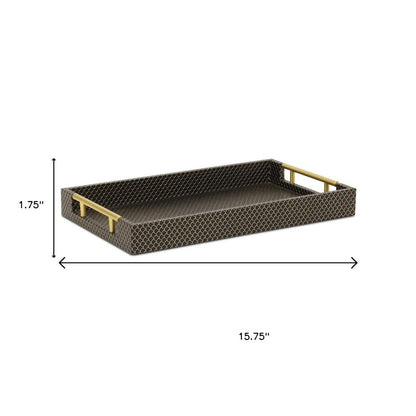 16" Black And Gold Geometric Print Handmade Serving Tray HomeRoots