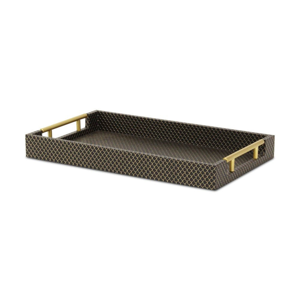16" Black And Gold Geometric Print Handmade Serving Tray — view 3