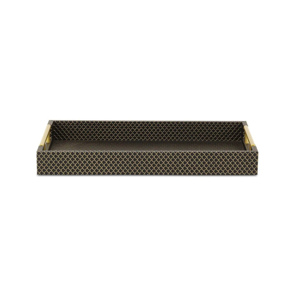 16" Black And Gold Geometric Print Handmade Serving Tray — view 4