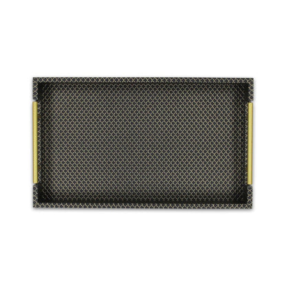 16" Black And Gold Geometric Print Handmade Serving Tray HomeRoots